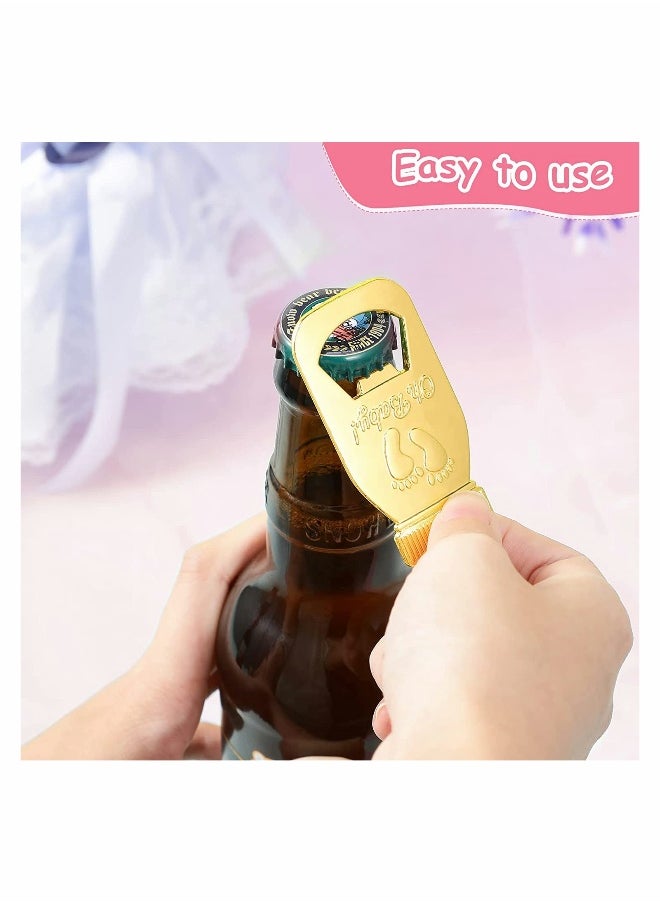 6 Pieces Bottle Opener Baby Shower Favor For Guest, Cute Baby Shower Souvenirs with Baby Footprints Neutral Baby Shower Decoration Gender Reveal Party Supplies for Boy Girl (Pink)