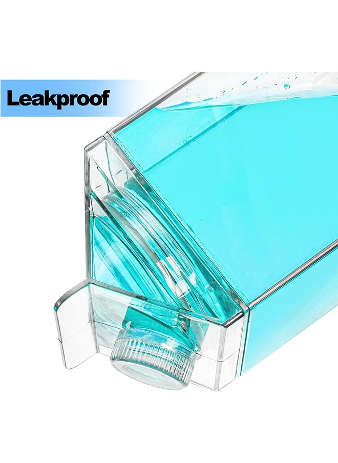 2 Pack 1900ml Large Milk Carton Water Bottle, Clear Plastic Milk Bottle，Carton Shaped Water Container Juice Tea Jug for Travelling Sports Camping Outdoor Activities