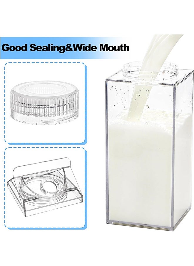 2 Pack 1900ml Large Milk Carton Water Bottle, Clear Plastic Milk Bottle，Carton Shaped Water Container Juice Tea Jug for Travelling Sports Camping Outdoor Activities