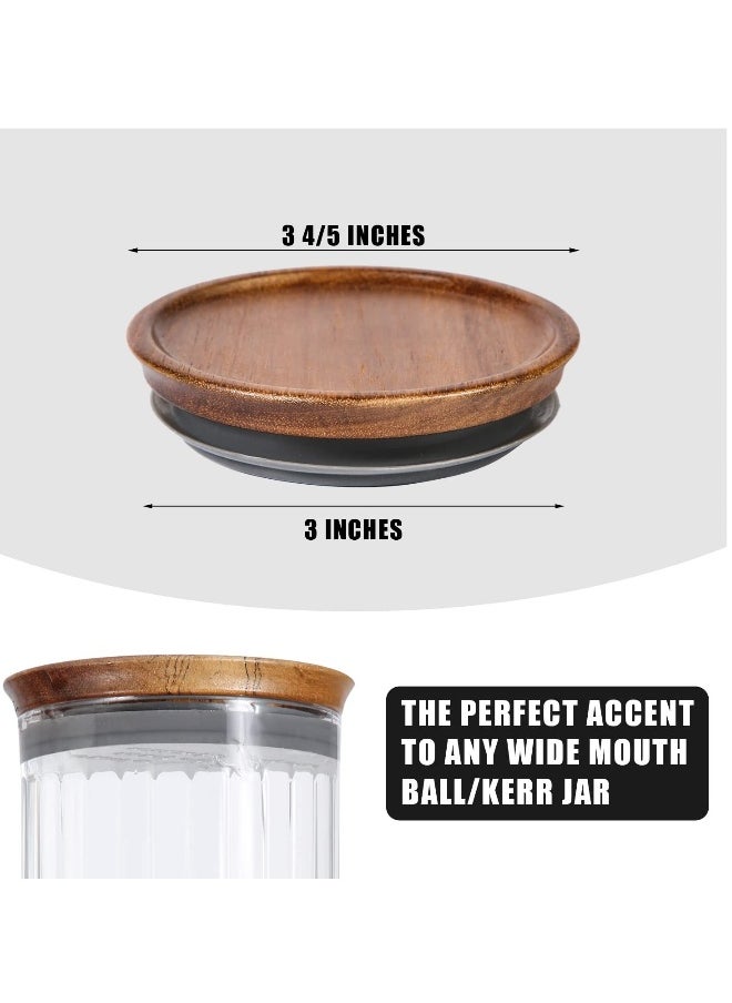 6pcs Wooden Jar Lids Natural Bamboo Wood Reusable Ball Wooden Lids for Airtight Regular Mouth Jars