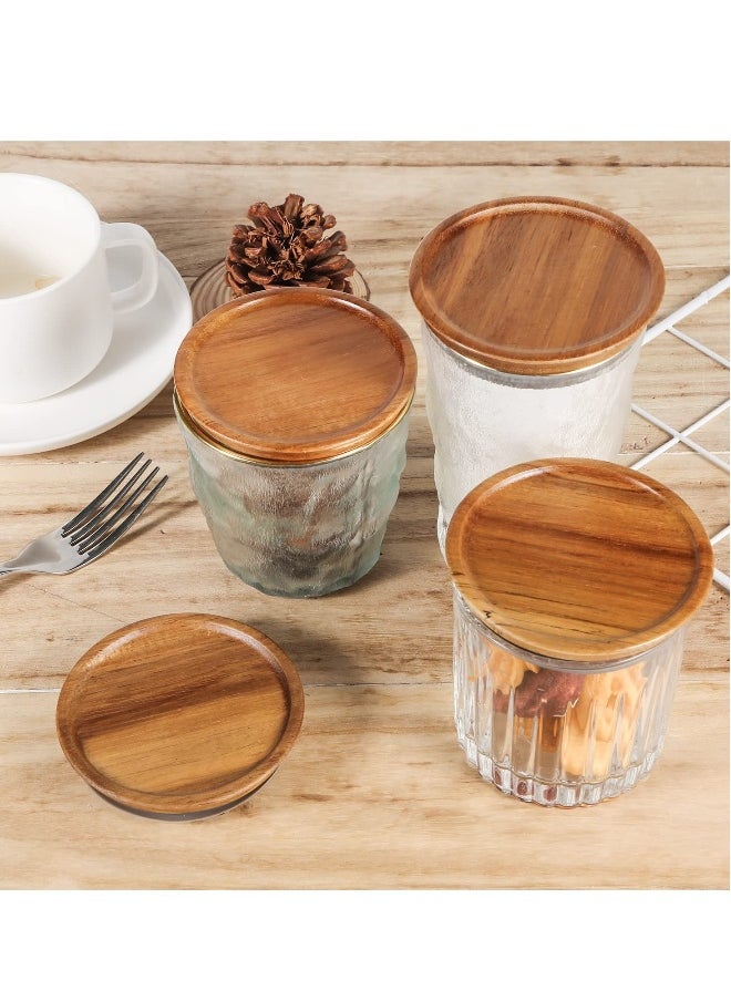 6pcs Wooden Jar Lids Natural Bamboo Wood Reusable Ball Wooden Lids for Airtight Regular Mouth Jars