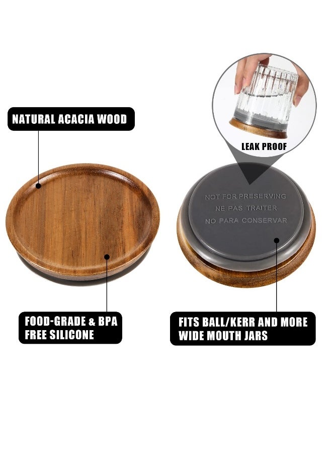 6pcs Wooden Jar Lids Natural Bamboo Wood Reusable Ball Wooden Lids for Airtight Regular Mouth Jars