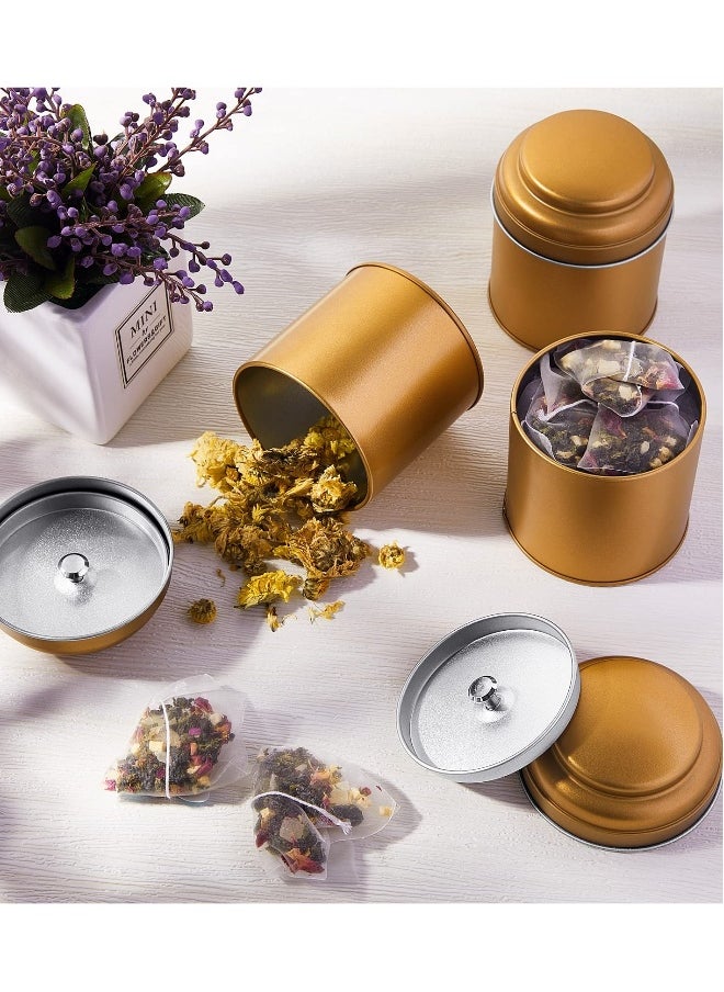 Tea Tin Canister, Mini Tea Storage Containers Round Tin Canister for Loose Tea, 8 oz Round Tin Can Box Small Kitchen Tea Canister Loose for Storage Tea