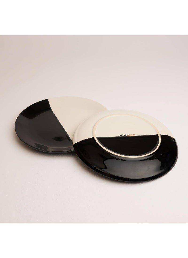 Black Carrot Premium Ceramic Plate Bowl Set White and Black Home Decor Elegant Dinner Set Dinner Set 4 Pieces for Sophisticated Dining Experience Microwave Safe Plates and Bowls
