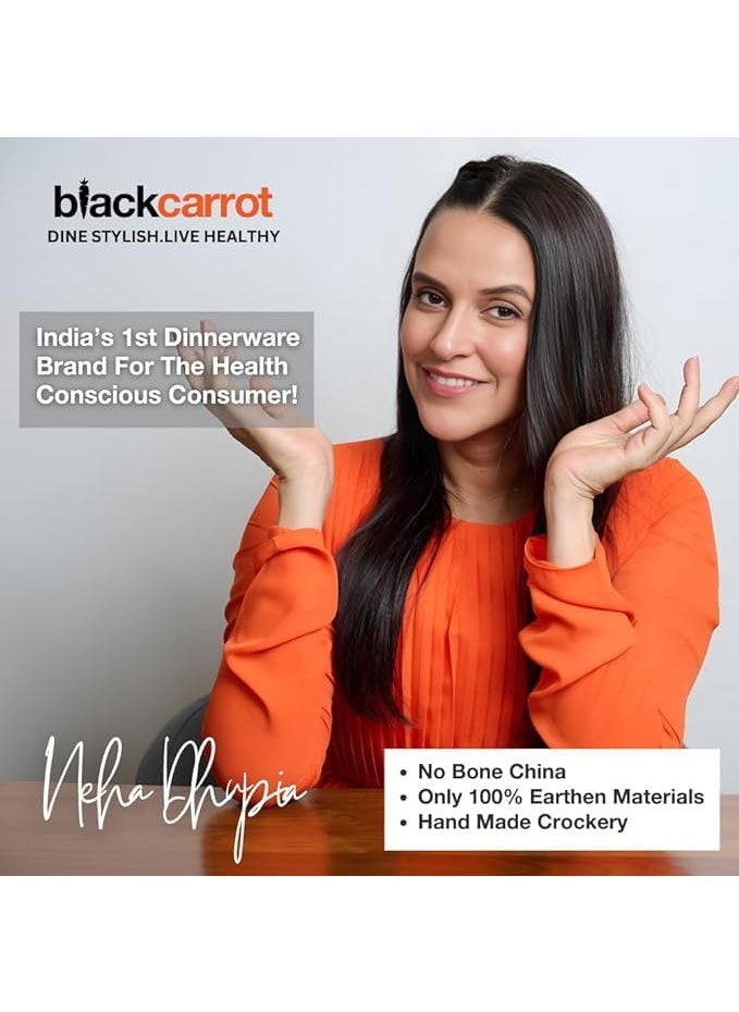 Black Carrot Premium Ceramic Plate Bowl Set White and Black Home Decor Elegant Dinner Set Dinner Set 4 Pieces for Sophisticated Dining Experience Microwave Safe Plates and Bowls