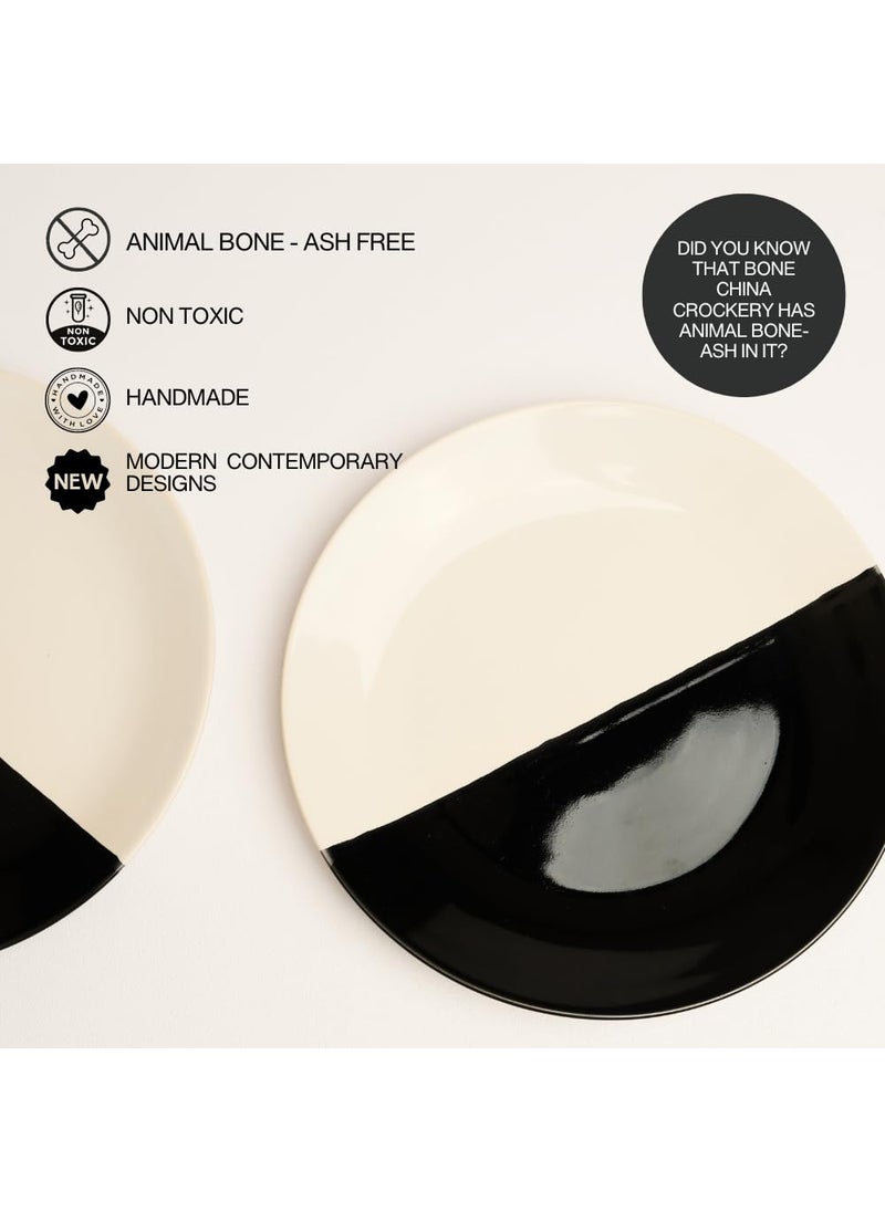 Black Carrot Premium Ceramic Plate Bowl Set White and Black Home Decor Elegant Dinner Set Dinner Set 4 Pieces for Sophisticated Dining Experience Microwave Safe Plates and Bowls