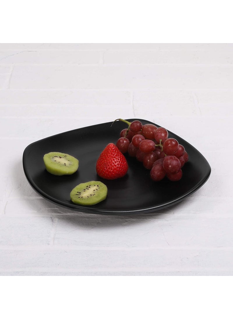 ECOSPIT CONTAINER Pack of 12 Square Plate Melamine Dinner Set Full Plates with Katoris Matt Black Finish