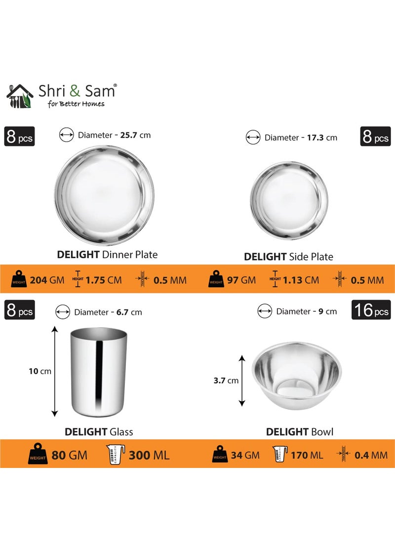 Shri Sam Stainless Steel Delight Solid Dinner Set 101 Pieces