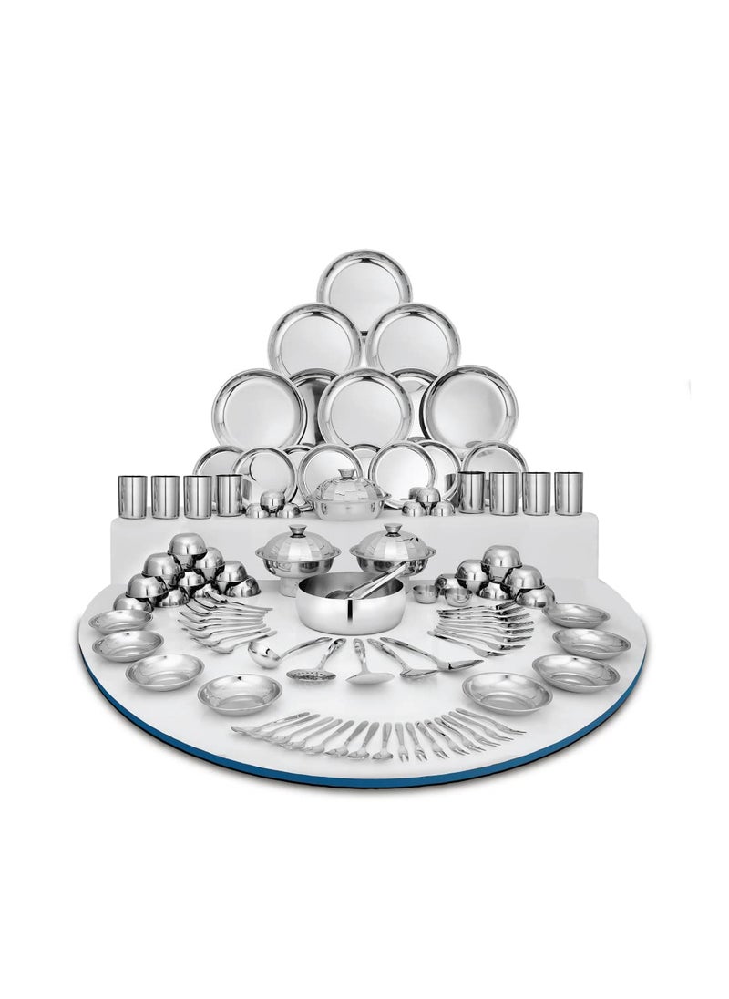 Shri Sam Stainless Steel Delight Solid Dinner Set 101 Pieces
