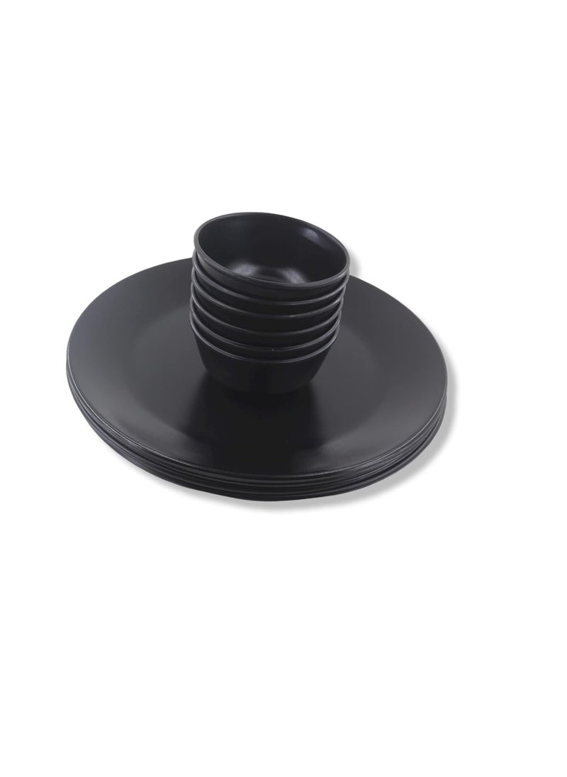 ECOSPIT CONTAINER Pack of 12 Black Regular Dinner Set Full Plate and Veg Bowl Serves 6