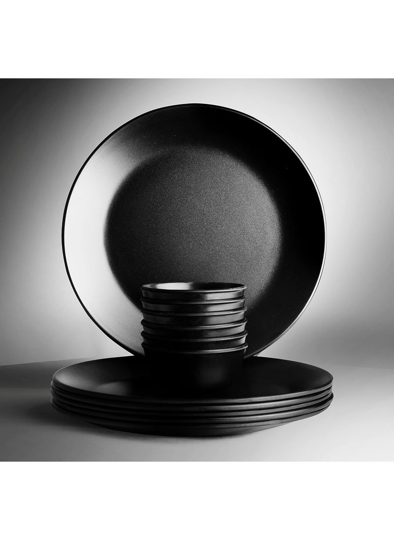 ECOSPIT CONTAINER Pack of 12 Black Regular Dinner Set Full Plate and Veg Bowl Serves 6