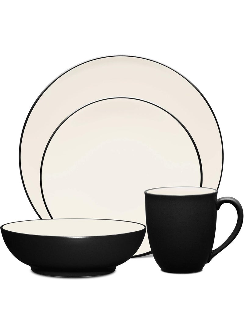 Noritake Colorware Graphite 4-Piece Coupe Place Setting, Service for 1
