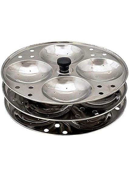 Fitaza 3 Plates Stainless Steel Heavy Quality Idli Stand Idli Maker Makes 12 Large Size Idlis at Once Holes for Pressure Cooker Edly Stand for Home and Kitchen