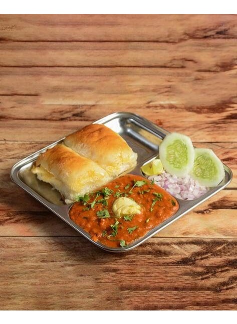 Ajays Shoppe Set of 3 Stainless Steel Square Partition Plates 8 Inches