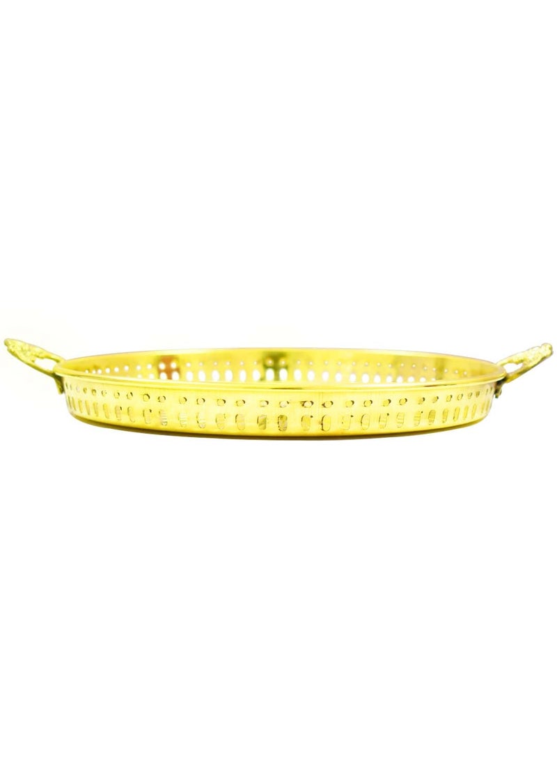 Ashtok Brass Round Tray Serveware Tray Diameter 11 inch Height 15 Inch
