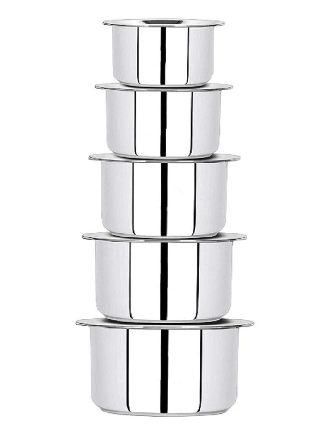 RBGIIT Gas Stove Friendly Containe Disposable Serving Bowl Steel 5 Pieces Stainless Steel 22 Gauge InductionCookware Set Tope Set 5 Pcs Lids