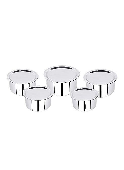 RBGIIT Gas Stove Friendly Containe Disposable Serving Bowl Steel 5 Pieces Stainless Steel 22 Gauge InductionCookware Set Tope Set 5 Pcs Lids