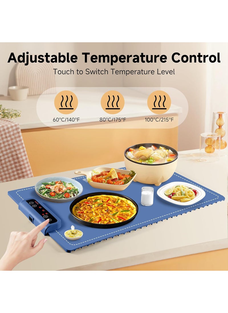 Meneflix Food Warming Mat Roll Up Portable Electric Warming Tray with 3 Temperature Settings Silicone Heating Mat for Food Food Warmers for Parties Buffets Party Travel Daily Lives