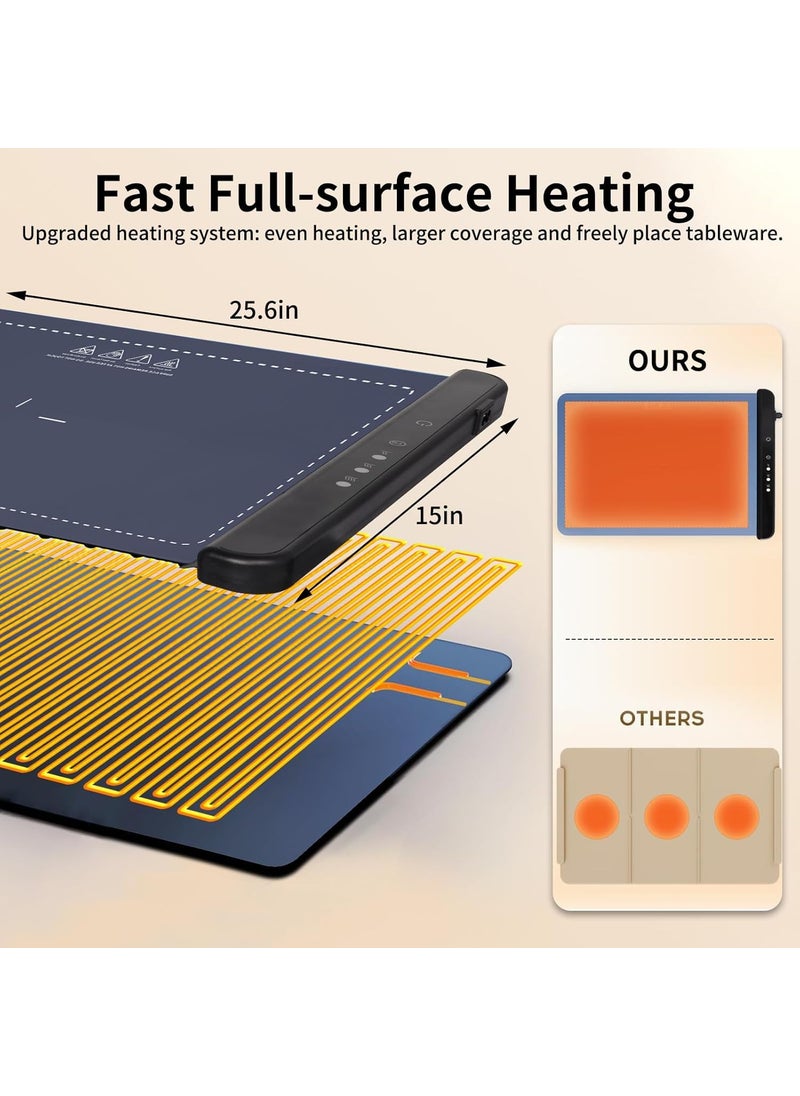 LOOKMINT Warming Mat for Food 10s Rapid Heating Electric Heating Tray Full Surface Heating to Keep Food Warm Warming Mat with 4 Temp Levels Auto ShutOff for PartiesBuffets Daily Home Use