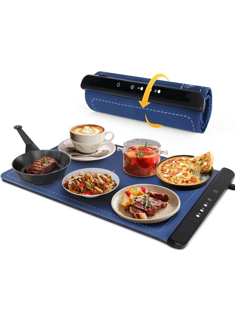 LOOKMINT Warming Mat for Food 10s Rapid Heating Electric Heating Tray Full Surface Heating to Keep Food Warm Warming Mat with 4 Temp Levels Auto ShutOff for PartiesBuffets Daily Home Use
