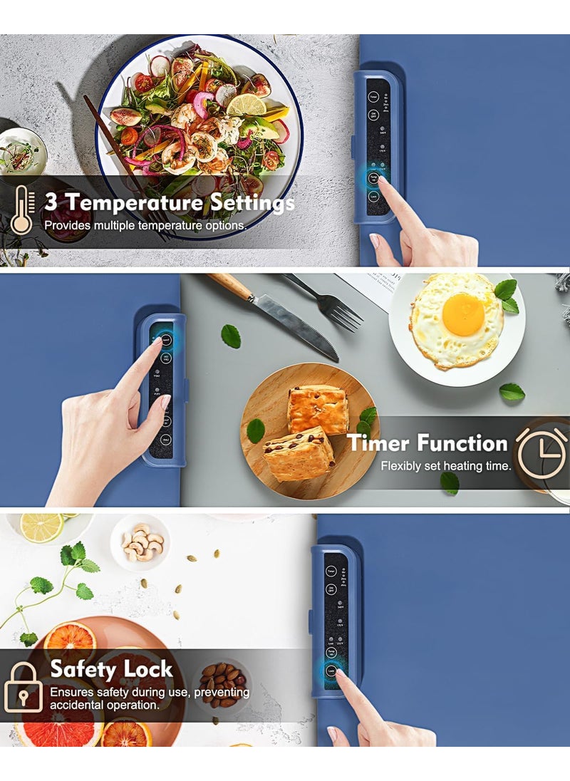 Jukmen New Electric Food Warmer Flexible Foldable Silicone Electric Hot Plate Hot Plate with 3 Adjustable Temperature and Timer Food Warmer for Family Party Buffet Pack of 1