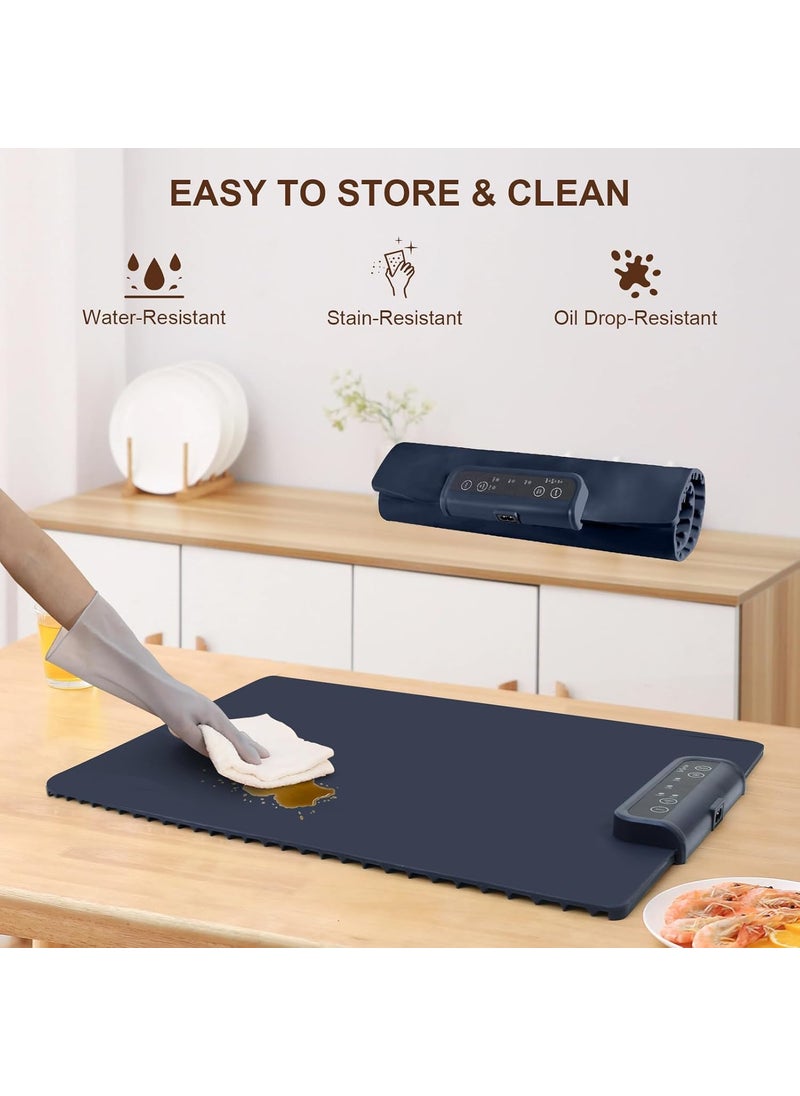 Jukmen New Electric Food Warmer Flexible Foldable Silicone Electric Hot Plate Hot Plate with 3 Adjustable Temperature and Timer Food Warmer for Family Party Buffet Pack of 1