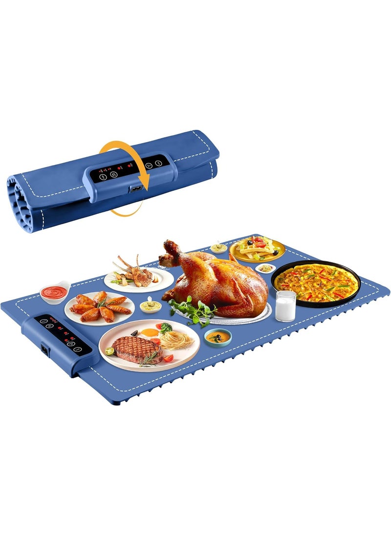 KEYOZA Electric Warming Tray for Food Warmer Silicone Heating Mat with 5 Temperature Settings Auto ShutOff Portable Foldable Roll Up Heating Pad for Parties Gatherings Home Everyday Use