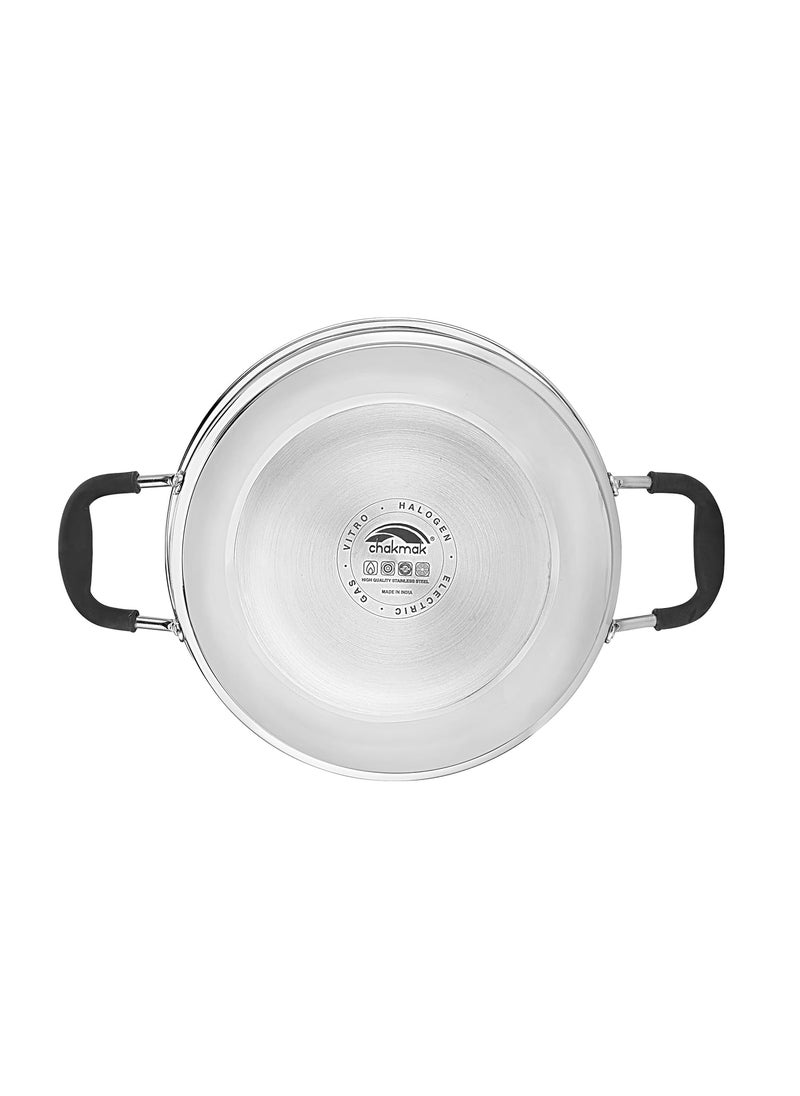 Chakmak Stainless Steel Iroko Triply MultiKadhai Induction Gas Compatible Even Heat Distribution 6 Plates 2 Idli Plates 2 Dhokla Plates 1 Patra Plate 1 Mini Idli Plate