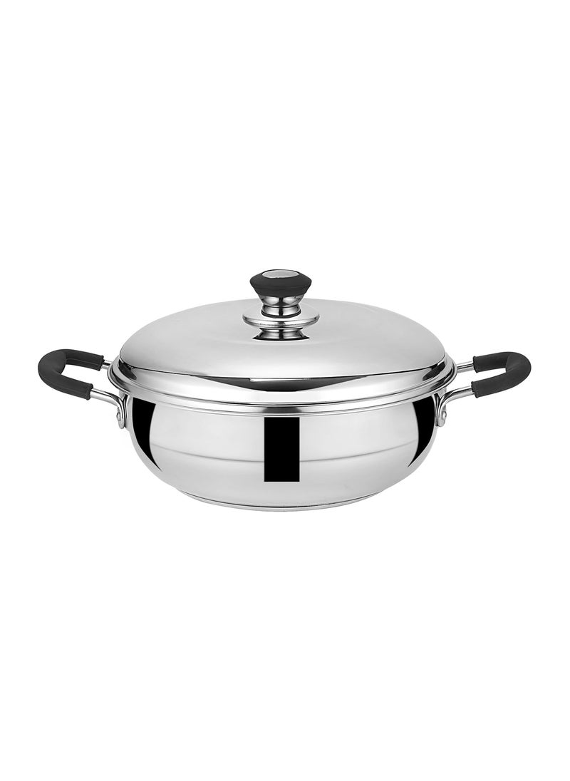Chakmak Stainless Steel Iroko Triply MultiKadhai Induction Gas Compatible Even Heat Distribution 6 Plates 2 Idli Plates 2 Dhokla Plates 1 Patra Plate 1 Mini Idli Plate