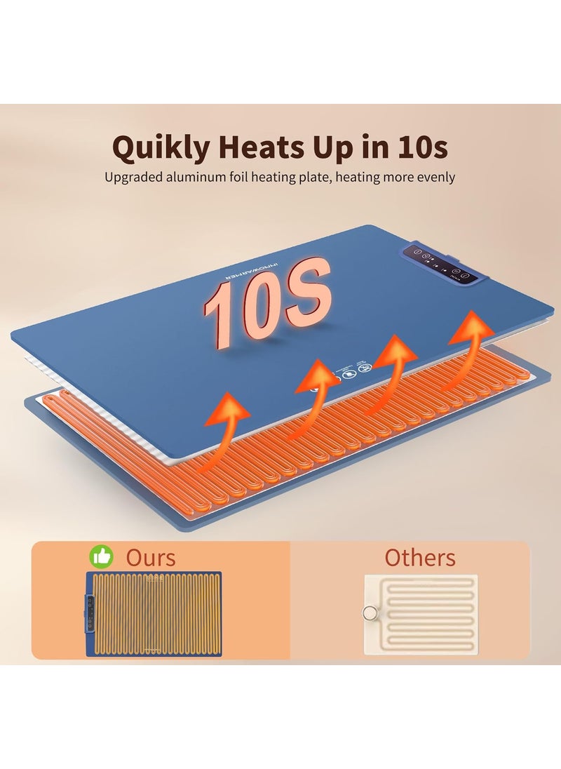 Seafrrzios Silicone Electric Heating Tray with 6 Temperature Settings Electric Warming Tray with Full Surface Heating for Buffets Rollable Portable Food Warmers for Parties with Auto ShutOff