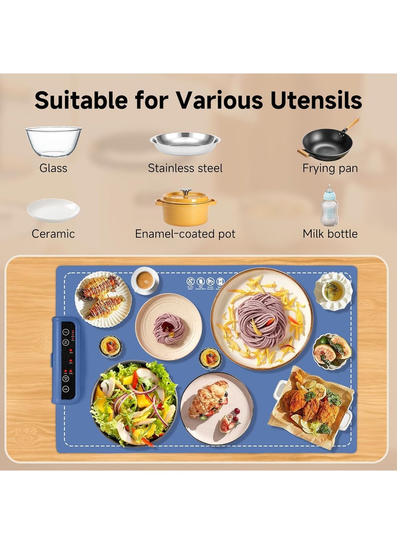 Seafront UpgradeElectric Warming Tray Food Warming Mat with 6 Level Temperature Settings 6 Hours Timer Graphene Full Surface Rapid Heating Auto ShutOff Roll Up Food Warmers for Parties