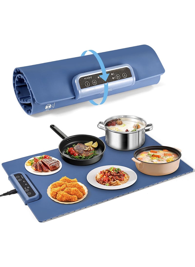 Seafront Food Warming Mat Electric Warming Tray with 5 Temperature Settings 4 Hours Timer Full Surface Fast Heating Pad Premium Silicone Foldable Food Warmer for Gatherings Buffet Parties