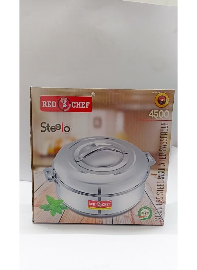 Red Kitchen Chef Stainless Steel Steelo Cassorole Easy to Carry Hot Boxes for Kitchen Hot Food Easy to Store 4500 ml