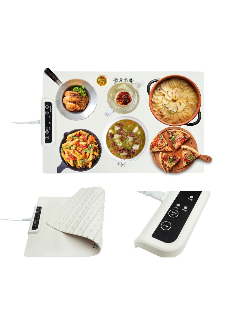 Silicone Electric Heating Tray Food Warmer Mat Portable Buffet Warming Tray with Adjustable Temperature Control Food Warming Mat for Parties Catering and Events
