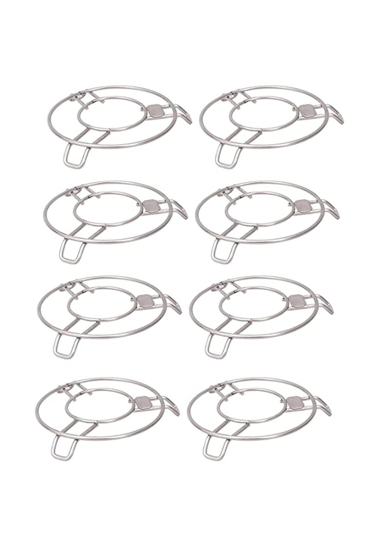 NavJyoti Durable Stainless Steel Hotpot Stand 8 Pices Steel Trivet Set Pan Stand Cooker Steamer Donga Stand for Dining Table Top Pack of 8