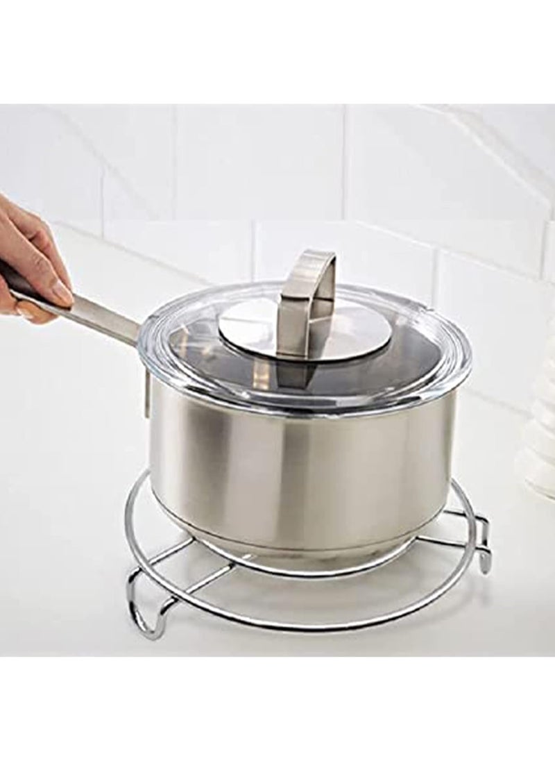 NavJyoti Durable Stainless Steel Hotpot Stand 8 Pices Steel Trivet Set Pan Stand Cooker Steamer Donga Stand for Dining Table Top Pack of 8