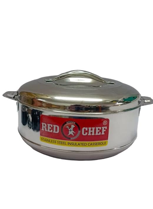 Red Kitchen Chef Stainless Steel Steelo Cassorole Easy to Carry Hot Boxes for Kitchen Hot Food Easy to Store 3000 ml