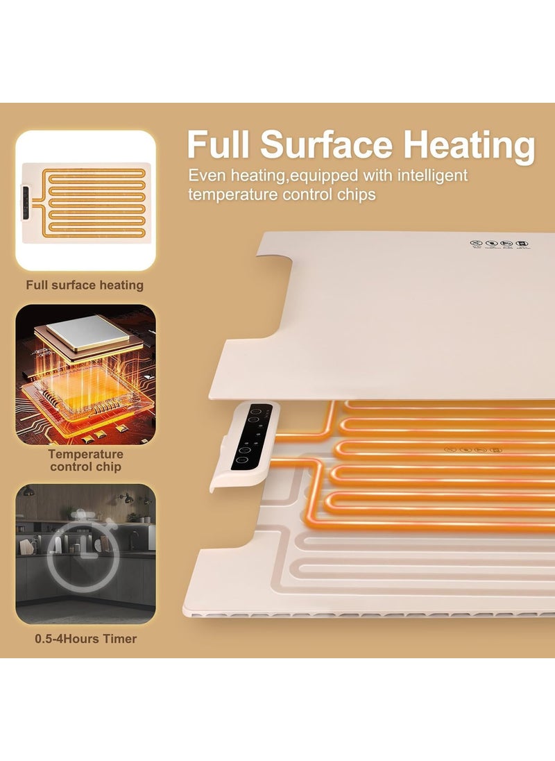 FBLXE Food Warming Mat Full Surface HeatingRollable PortablePremium Silicone NanoMaterial3 Temperature SettingsAuto ShutOff Food Warmer for GatheringsPartiesEveryday Use Multicolour