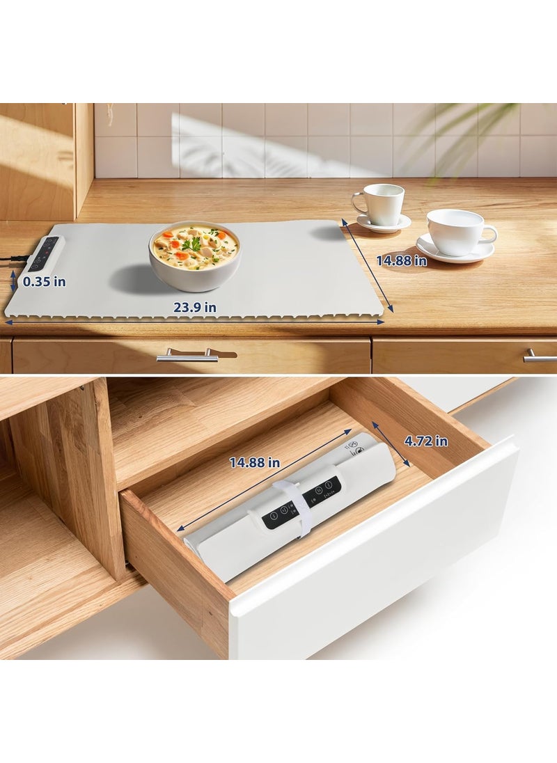 FBLXE Food Warming Mat Full Surface HeatingRollable PortablePremium Silicone NanoMaterial3 Temperature SettingsAuto ShutOff Food Warmer for GatheringsPartiesEveryday Use Multicolour