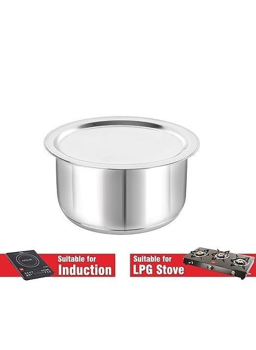 VOMI Stainless Steel Tope with Lid Induction Bottom Set of 5 Capacity 11L 14L 19L 25L 31L Silver Medium SS_TOPE_SS_LID_SET5