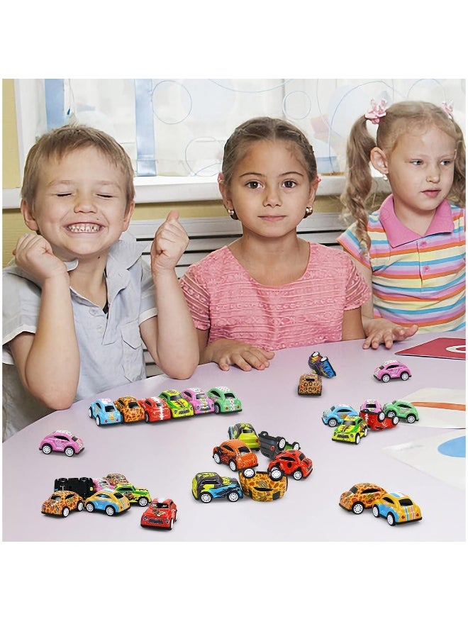 30 Pack Mini Pull Back Cars for Kids Ages 3 4 5 6 Years Old, Bulk Vehicles Set Birthday Return Gifts, Carnival Prizes for Boys and Girls, Children Party Favors and Treasure Box Toys for Classroom