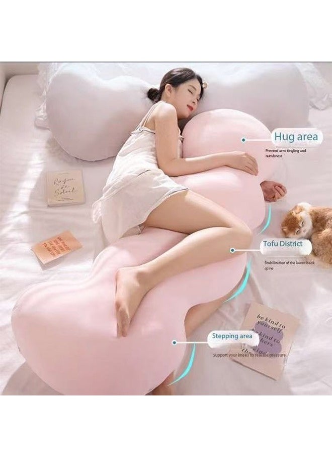 Clouds Shaped Throw Pillows，Cooling Pregnancy Pillow，3D Lumbar Cushion，Pillow Full Body Support，Memory Foam Filling, Washable Removable Ice Silk Cover(pink,130cm)