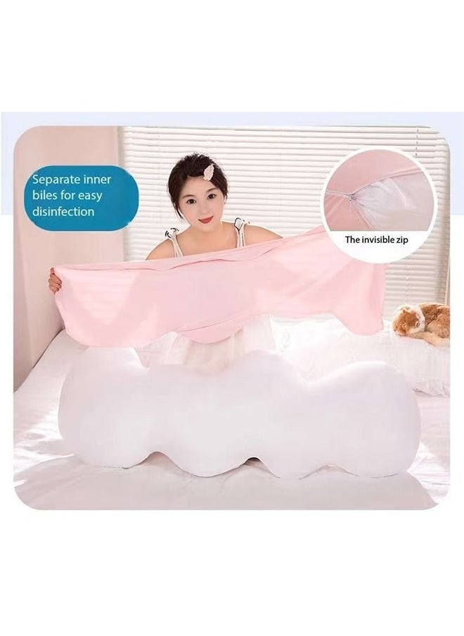 Clouds Shaped Throw Pillows，Cooling Pregnancy Pillow，3D Lumbar Cushion，Pillow Full Body Support，Memory Foam Filling, Washable Removable Ice Silk Cover(pink,130cm)