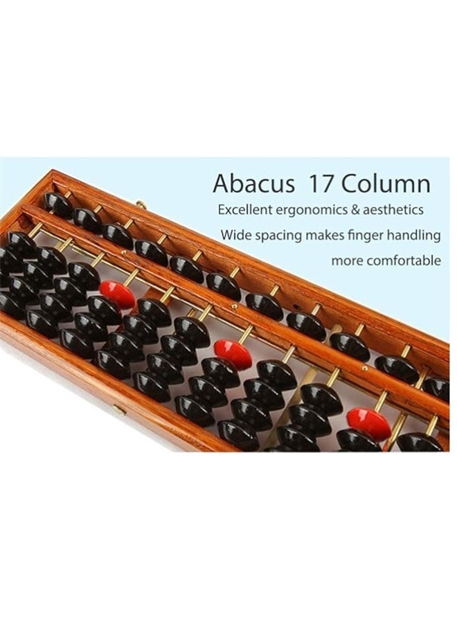 Anti-Skid Educational Mathematical 17 Digit Rod Wooden Abacus Chinese Counting Tool，Vintage Style Wooden Abacus Professional Abacus for Adults Kids