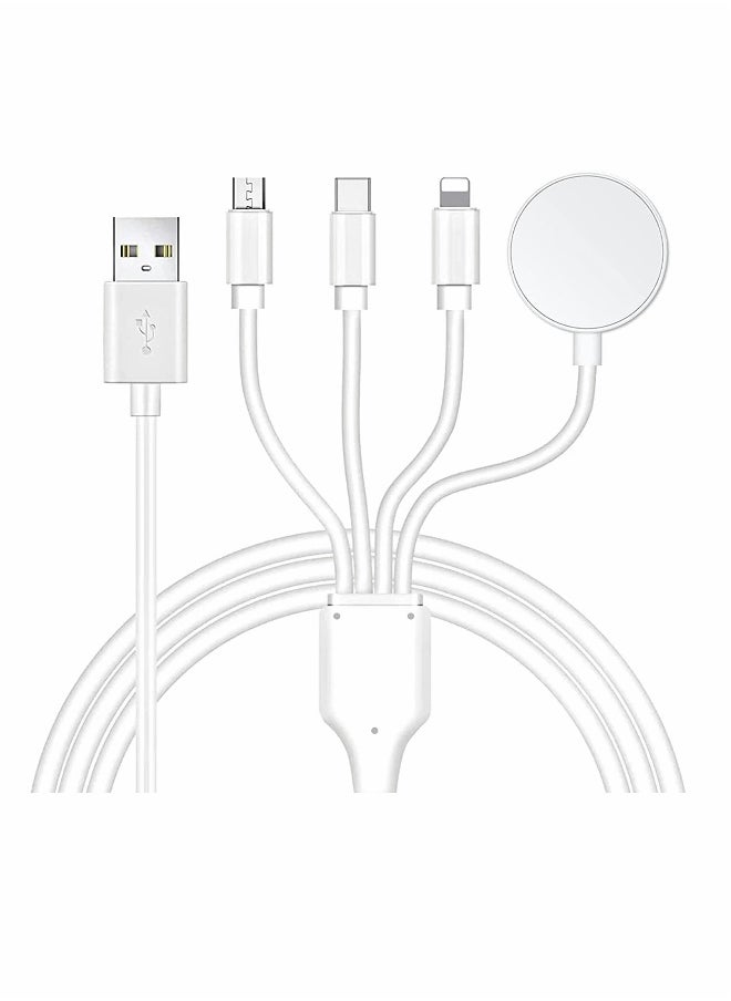 4 in 1 Watch & Phone Charger Cable, Multi USB Charging Cable - Type C Cable, Fast Magnetic, Charging Cord Compatible with Apple Watch, iPhone, Galaxy, Pixel, Android, Watch