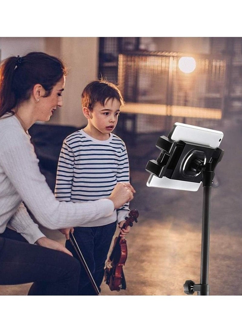 Tripod Stand Tablet Holder: Adjustable Height Tripod Stand Foldable Phone Holder Phone Tripod Stand Floor Tablet Cradle Bracket for 4.7-12.9 Inch iPhone 13 Pro Samsung Tab iPad Mini Galaxy