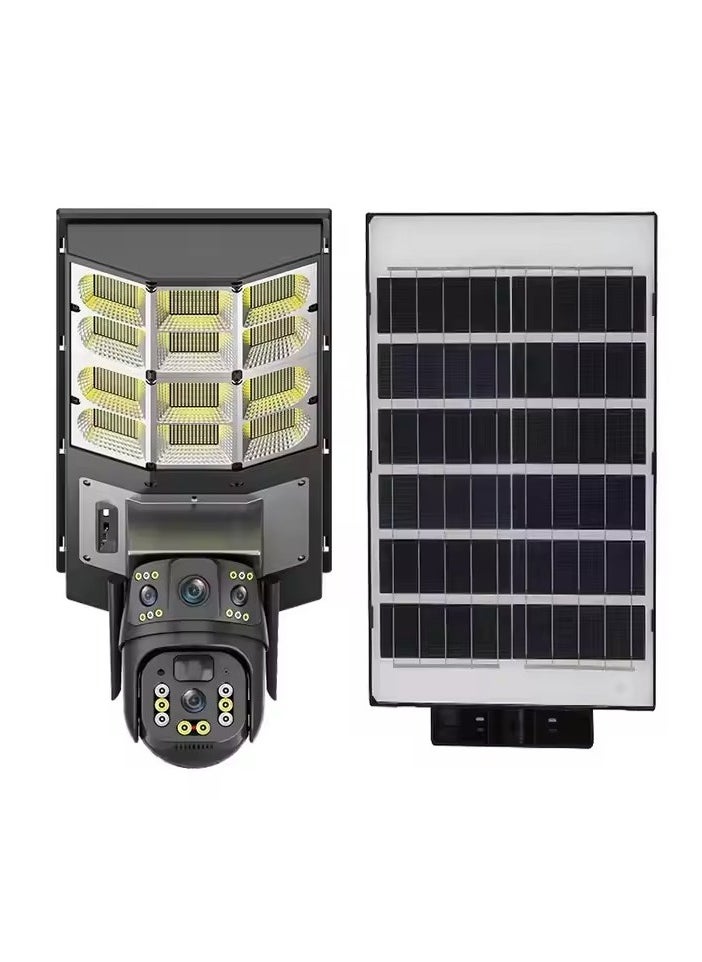 8MP Solar Streetlight Dual Lens Camera – 4G Smart Security Light with HD 3MP Surveillance, IP65 Waterproof, Motion Tracking, Night Vision, Voice Intercom, APP Remote Control for Outdoor Parking/Streets