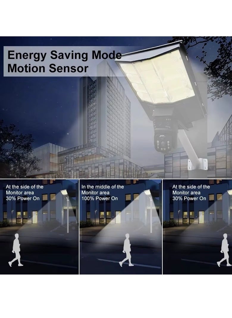 8MP Solar Streetlight Dual Lens Camera – 4G Smart Security Light with HD 3MP Surveillance, IP65 Waterproof, Motion Tracking, Night Vision, Voice Intercom, APP Remote Control for Outdoor Parking/Streets
