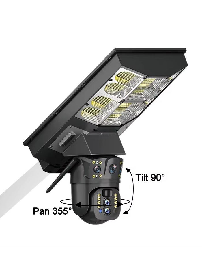 8MP Solar Streetlight Dual Lens Camera – 4G Smart Security Light with HD 3MP Surveillance, IP65 Waterproof, Motion Tracking, Night Vision, Voice Intercom, APP Remote Control for Outdoor Parking/Streets
