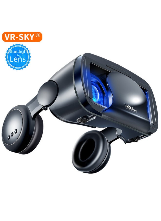 Blue Light Protection VR Glasses VRGPro Large Earphone Mobile Phone Virtual Reality Helmet 3D VR Eye Protection Headset-Color:Big Headset Blu-ray Edition (English) Bluetooth Remote Control Y1 Black